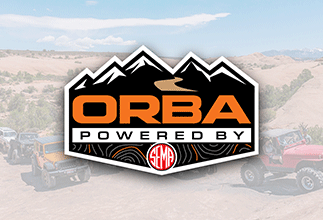 ORBA relaunch Image with the new ORBA logo over a group of Jeeps off-roading.