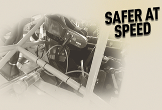 Safer at Speed Image of the inside of a race car cockpit.